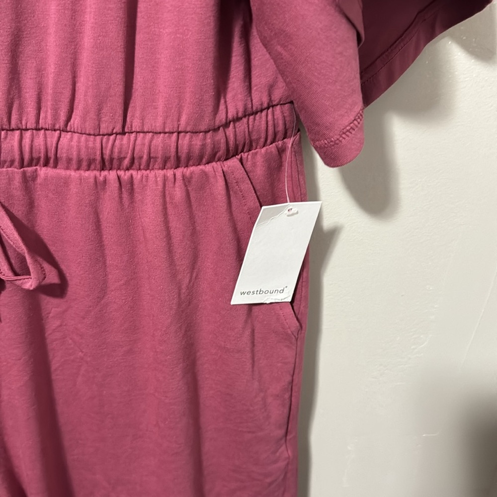 NWT! Westbound Crew Neck‎ 3/4 Sleeve Tie Front Jumpsuit - Picture 4 of 8